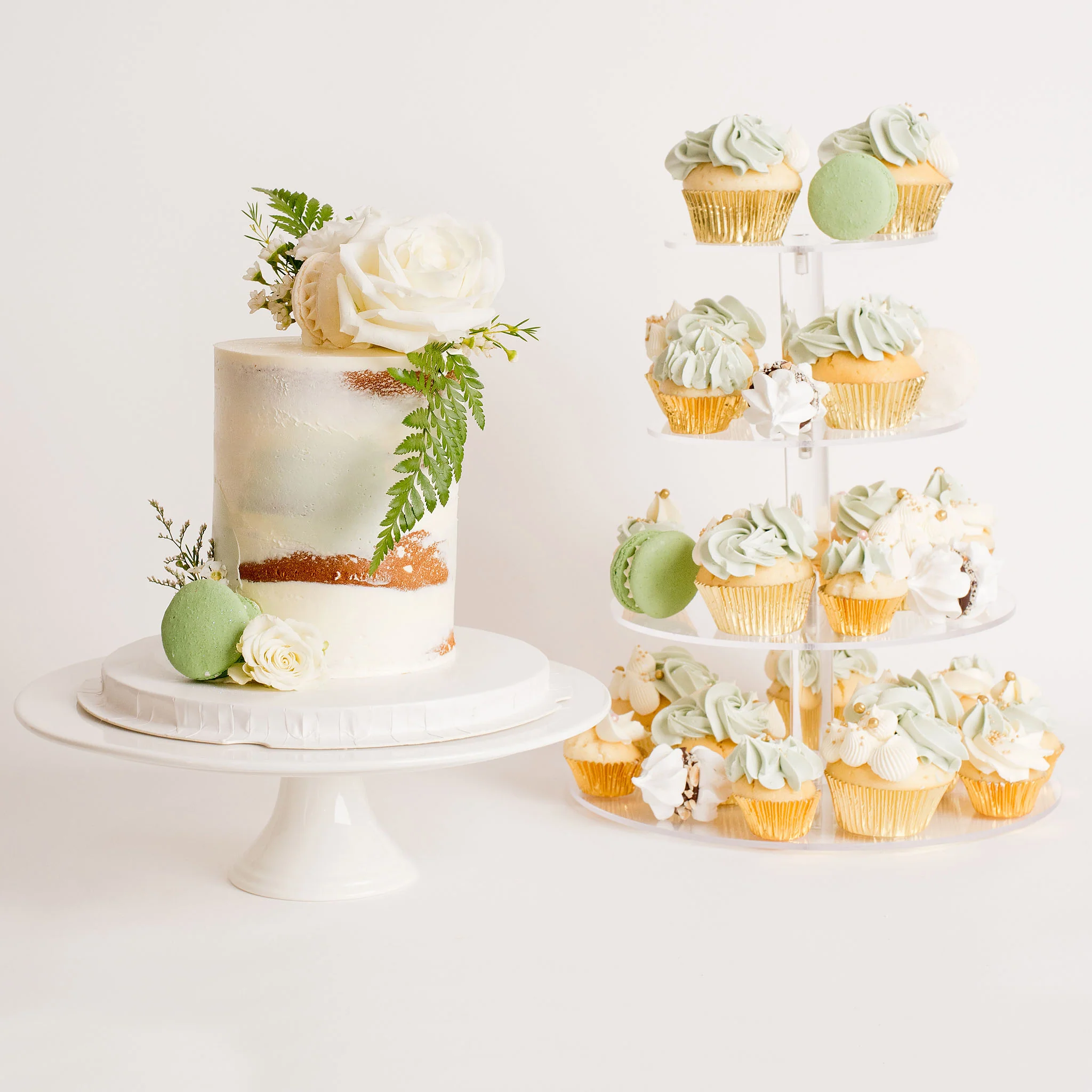 Megan Whites & Green - Cake & Dessert Package | Serves 55-60